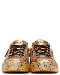 Giuseppe Zanotti Gold Black Croc Frankie Sneakers