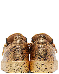 Giuseppe Zanotti Gold Black Croc Frankie Sneakers