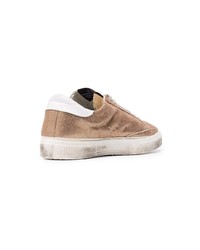 Golden Goose Deluxe Brand Gold Glitter May Leather Sneakers