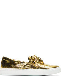 Versace Gold Medusa Slip On Shoes