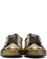 Jil Sander Gold Metallic Leather Sneakers