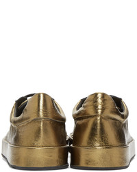 Jil Sander Gold Metallic Leather Sneakers