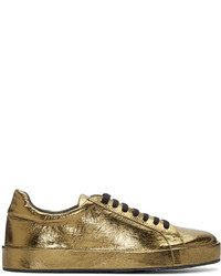Jil Sander Gold Metallic Leather Sneakers