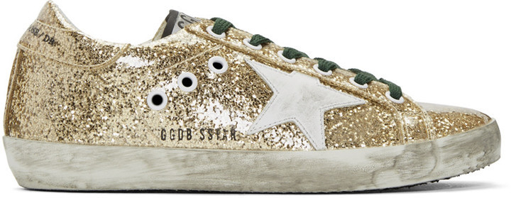 gold glitter golden goose sneakers