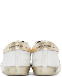 Golden Goose Deluxe Brand Golden Goose White And Gold Superstar Sneakers