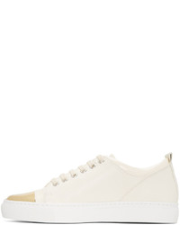 Lanvin Ivory Gold Leather Sneakers
