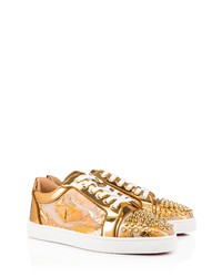 Christian Louboutin Seavaste Ruban Spikes Low Top Sneaker In Goldgold At Nordstrom