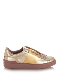 Valentino Two Tone Metallic Low Top Leather Trainers