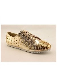 Wanted Stuy Gold Leather Sneakers Shoes