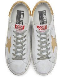 Golden Goose White And Gold Superstar Sneakers