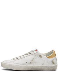 Golden Goose White And Gold Superstar Sneakers