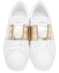 Valentino White Gold Open Sneakers