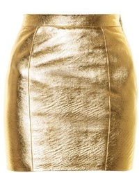 Gold Leather Mini Skirt