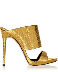 Gold Leather Mules