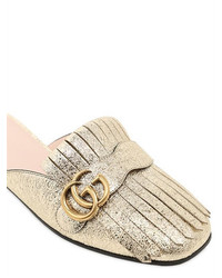 Gucci 10mm Marmont Metallic Leather Mules