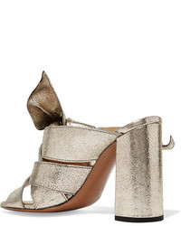 Chloé Knotted Metallic Textured Leather Mules Gold