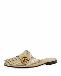 Gucci Marmont Metallic Mule Loafer Gold