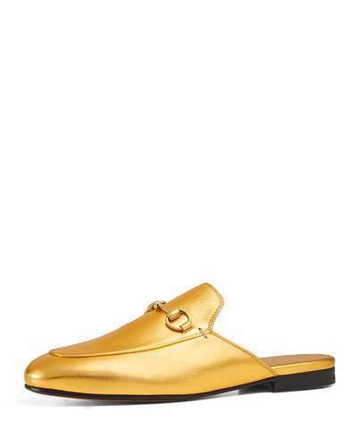 Gucci Princetown Leather Horsebit Mule Gold, $680 | Neiman Marcus |  Lookastic