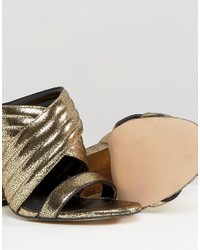 Office Sierra Gold Cracked Leather Heeled Mules