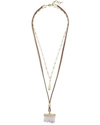 Lucky Brand Druzy And Leather Double Necklace Necklace