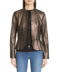Gold Leather Open Jacket