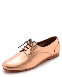 Gold Leather Oxford Shoes