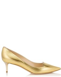 Jimmy Choo Allure Cubed Mirror Leather Pointy Toe Pumps