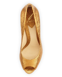 Brian Atwood B By Bambola Foil Platform Pump Gold