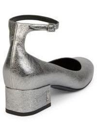 Saint Laurent Babies Metallic Leather Ankle Strap Pumps