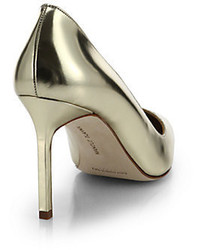 Manolo Blahnik Bb 90 Metallic Leather Pumps