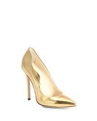Brian Atwood Mirror Leather Pumps Gold