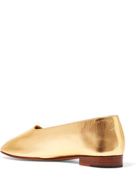 Martiniano Glove Metallic Leather Pumps Gold