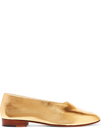 Martiniano Glove Metallic Leather Pumps Gold