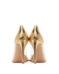 Gianvito Rossi Gold Patent Plexi 105 Heels