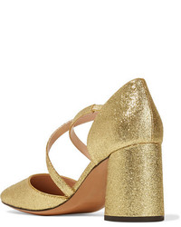 Marc Jacobs Haven Glittered Leather Pumps Gold