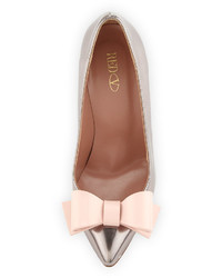 RED Valentino Metallic Leather Bow Pump Pewterpink