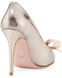 RED Valentino Metallic Leather Bow Pump Pewterpink