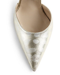 Manolo Blahnik Metallic Printed Patent Leather Dorsay Pumps