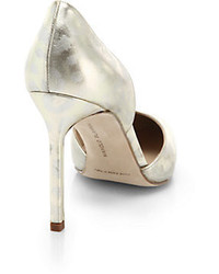 Manolo Blahnik Metallic Printed Patent Leather Dorsay Pumps