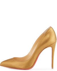 Christian Louboutin Pigalle Follies Leather 100mm Red Sole Pump Bronze