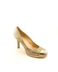 Tahari Laura Gold Leather Pumps Heels Shoes