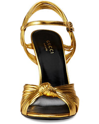 Gucci Allie Knotted Strappy Sandal Gold
