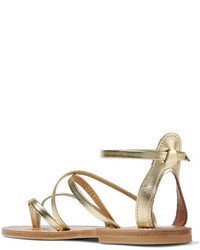 K Jacques St Tropez Epicure Metallic Leather Sandals Gold