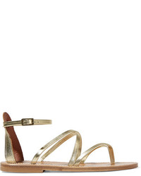 K Jacques St Tropez Epicure Metallic Leather Sandals Gold