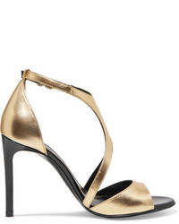 Lanvin Harnais Metallic Leather And Patent Leather Sandals Gold