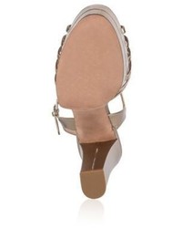 Valentino Love Latch Grommeted Metallic Leather Platform Sandals