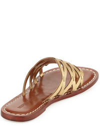 Bernardo Magnolia Leather Slide Sandal Old Gold