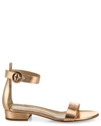 Gianvito Rossi Metallic Leather Ankle Strap Sandals