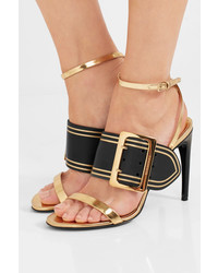 Burberry Metallic Leather Sandals Gold
