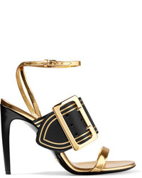 Burberry Metallic Leather Sandals Gold